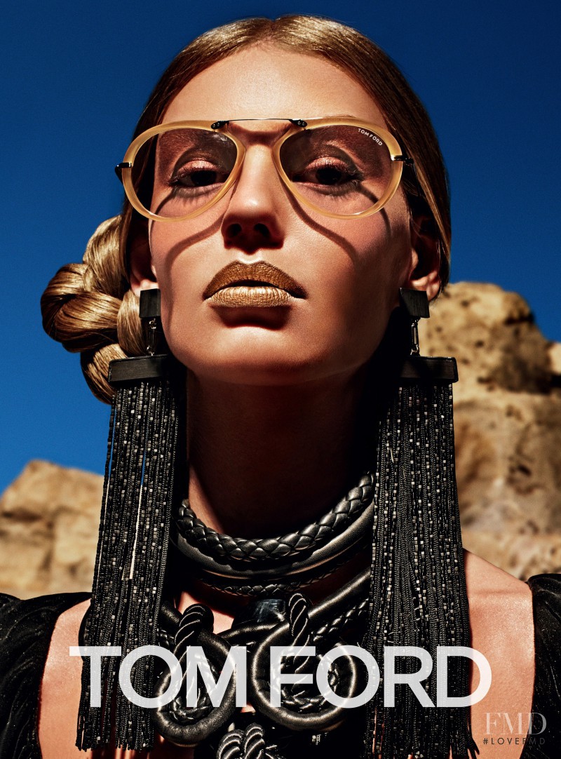 Ondria Hardin featured in  the Tom Ford advertisement for Autumn/Winter 2015