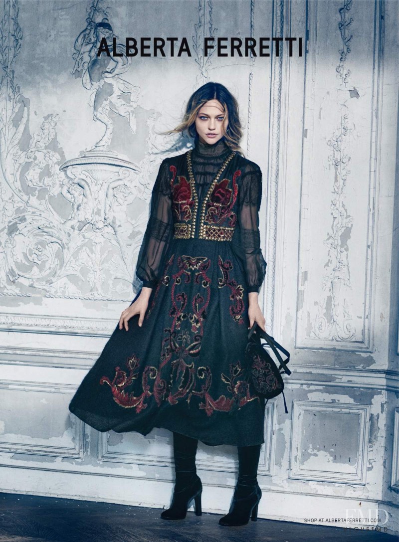 Sasha Pivovarova featured in  the Alberta Ferretti advertisement for Autumn/Winter 2015