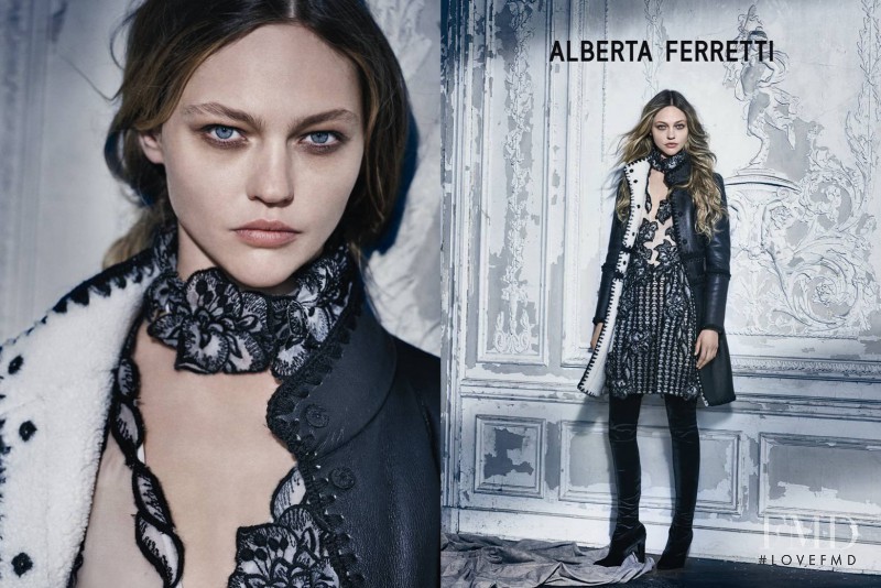 Sasha Pivovarova featured in  the Alberta Ferretti advertisement for Autumn/Winter 2015