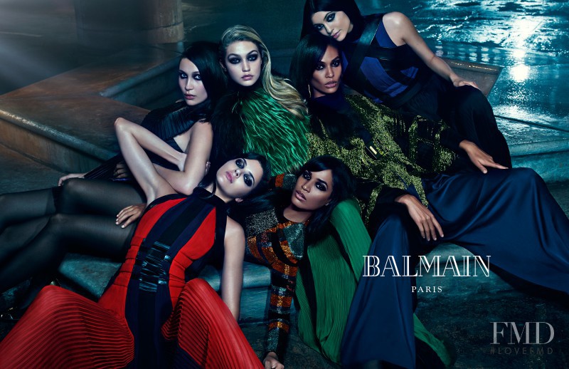 Bella Hadid featured in  the Balmain advertisement for Autumn/Winter 2015