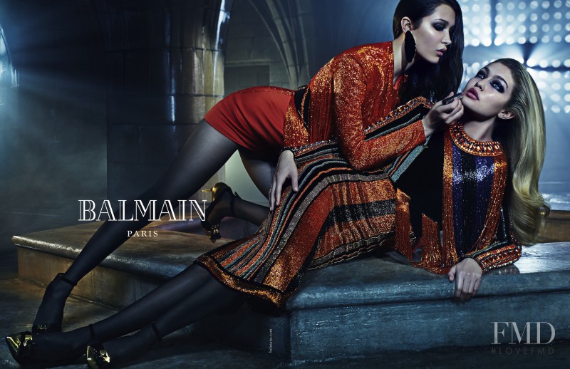 Bella Hadid featured in  the Balmain advertisement for Autumn/Winter 2015