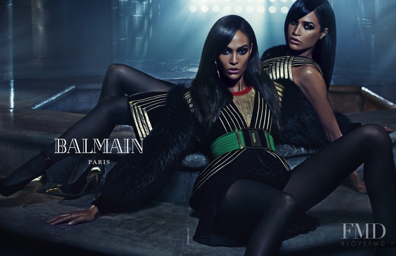 Joan Smalls featured in  the Balmain advertisement for Autumn/Winter 2015