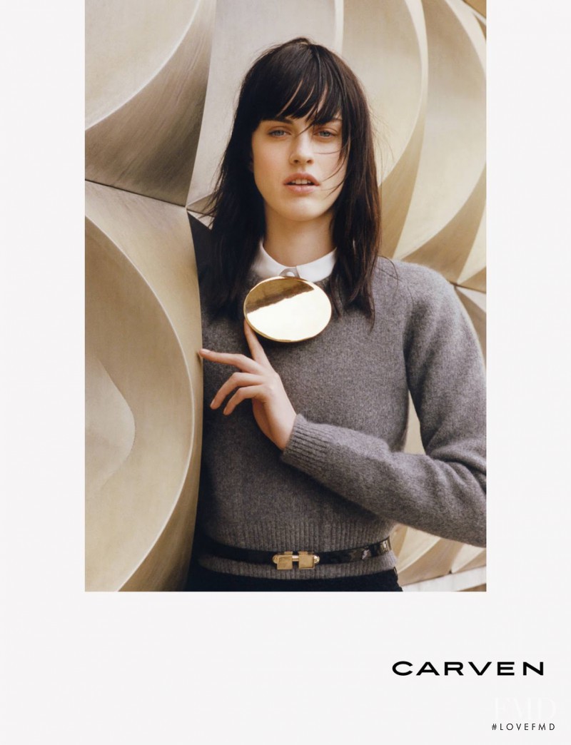 Sarah Brannon featured in  the Carven advertisement for Autumn/Winter 2015
