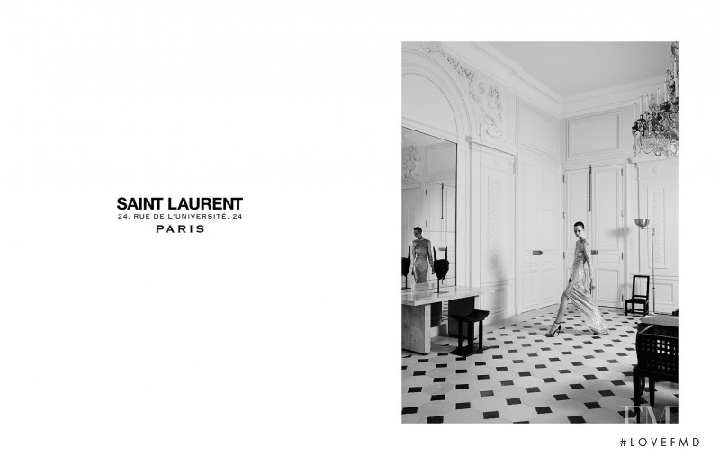Lida Fox featured in  the Saint Laurent Rue De L\'Université advertisement for Autumn/Winter 2015