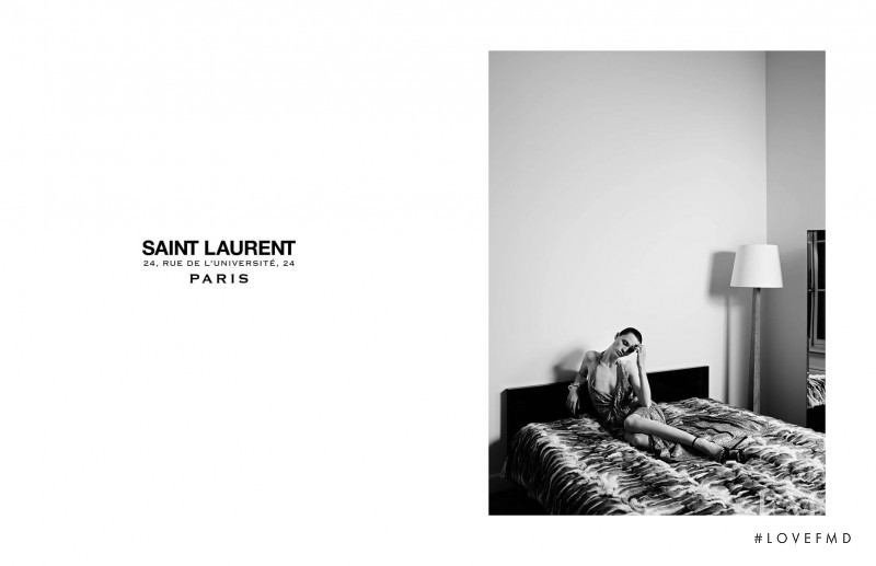 Lida Fox featured in  the Saint Laurent Rue De L\'Université advertisement for Autumn/Winter 2015