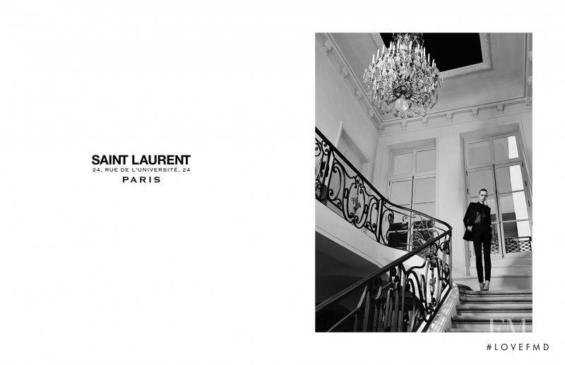 Lida Fox featured in  the Saint Laurent Rue De L\'Université advertisement for Autumn/Winter 2015