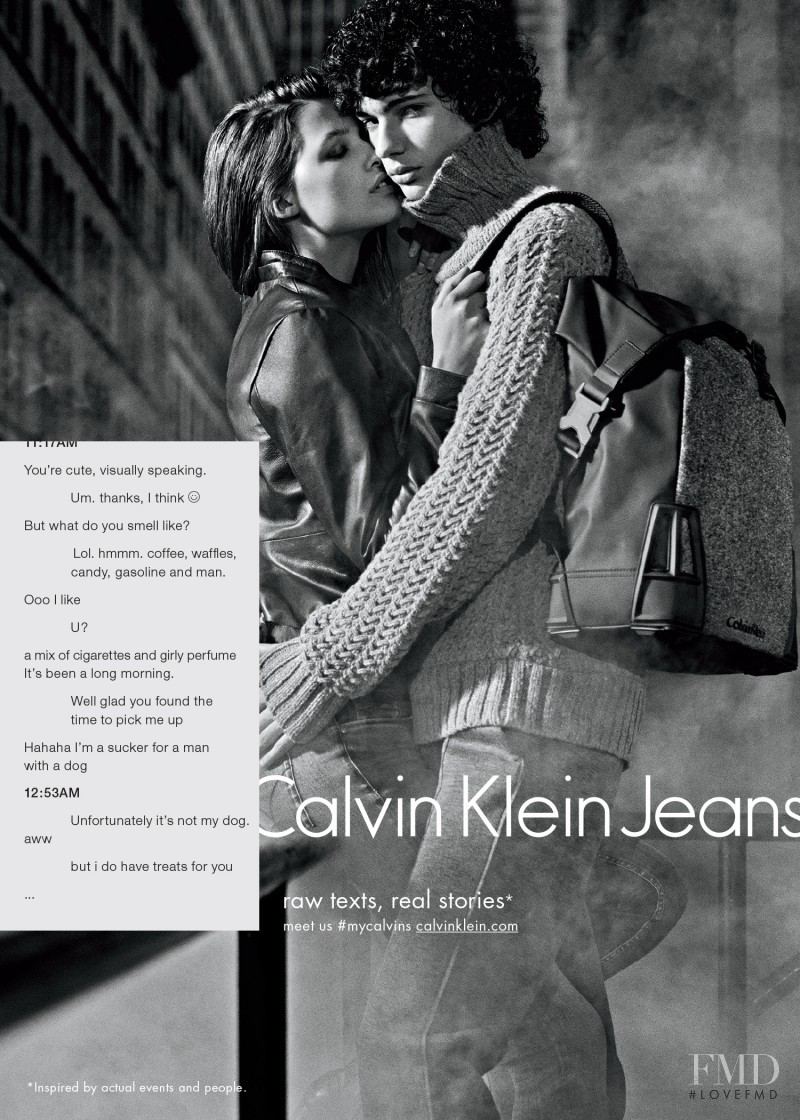 Julia van Os featured in  the Calvin Klein Jeans advertisement for Autumn/Winter 2015