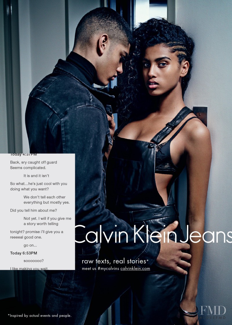 Imaan Hammam featured in  the Calvin Klein Jeans advertisement for Autumn/Winter 2015