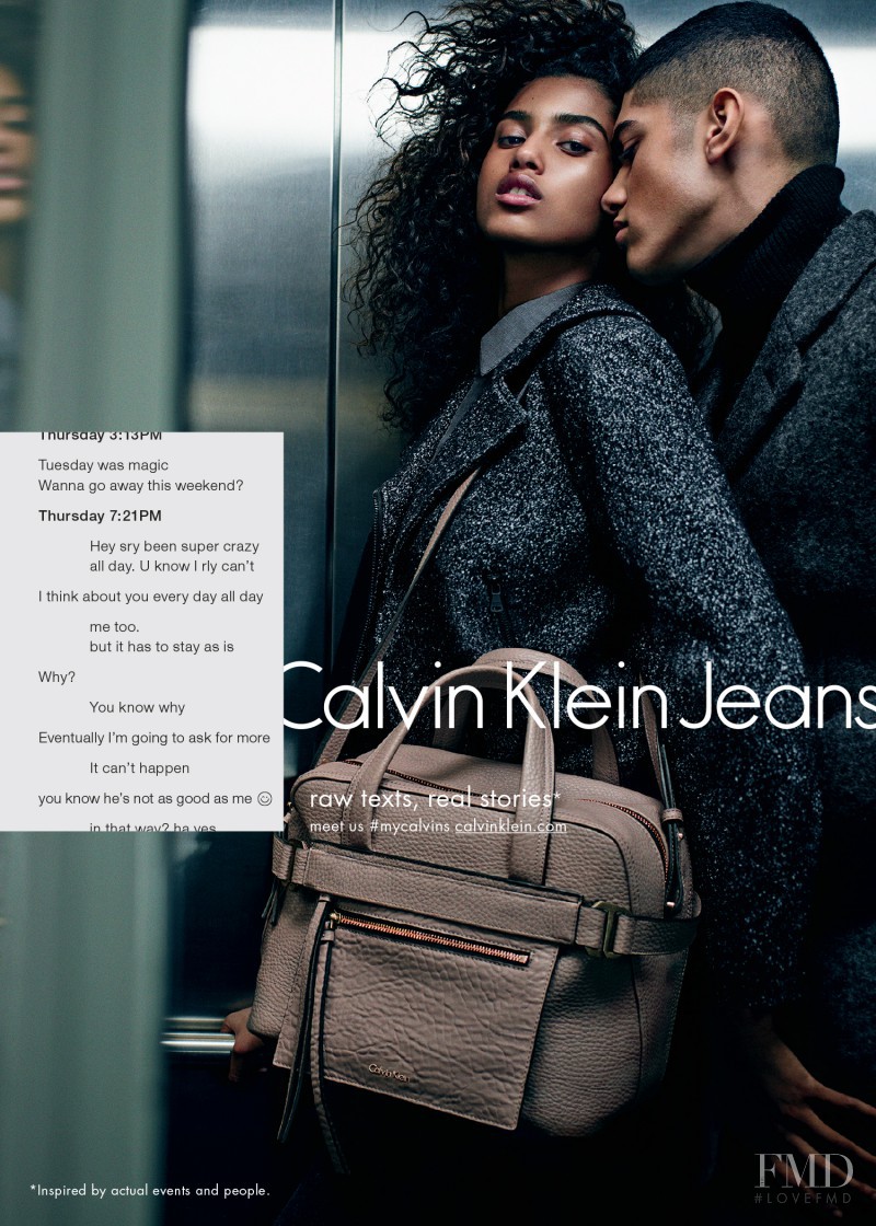 Imaan Hammam featured in  the Calvin Klein Jeans advertisement for Autumn/Winter 2015