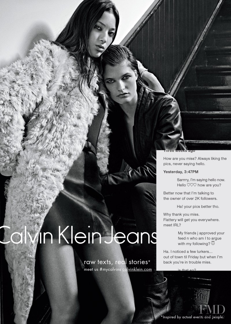 Julia van Os featured in  the Calvin Klein Jeans advertisement for Autumn/Winter 2015