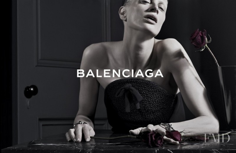 Kristen McMenamy featured in  the Balenciaga advertisement for Autumn/Winter 2013