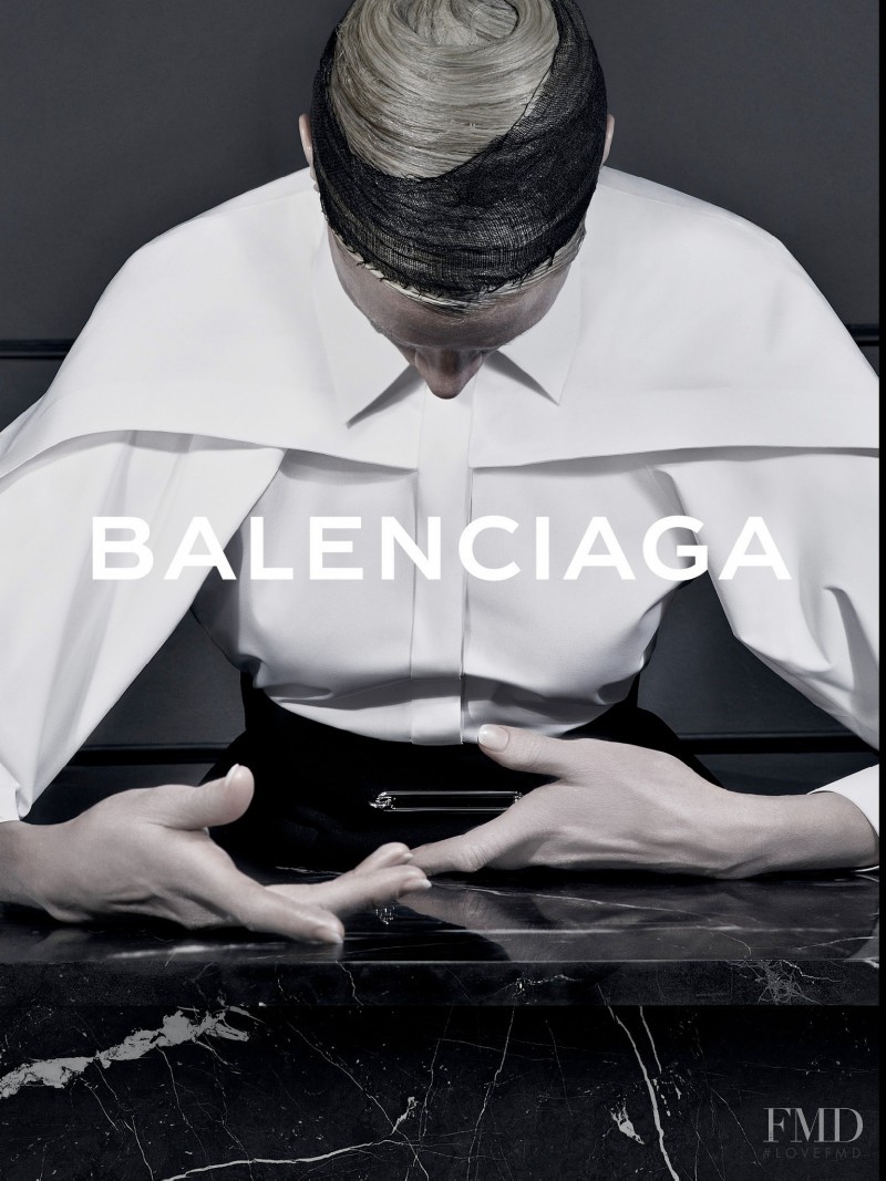 Kristen McMenamy featured in  the Balenciaga advertisement for Autumn/Winter 2013