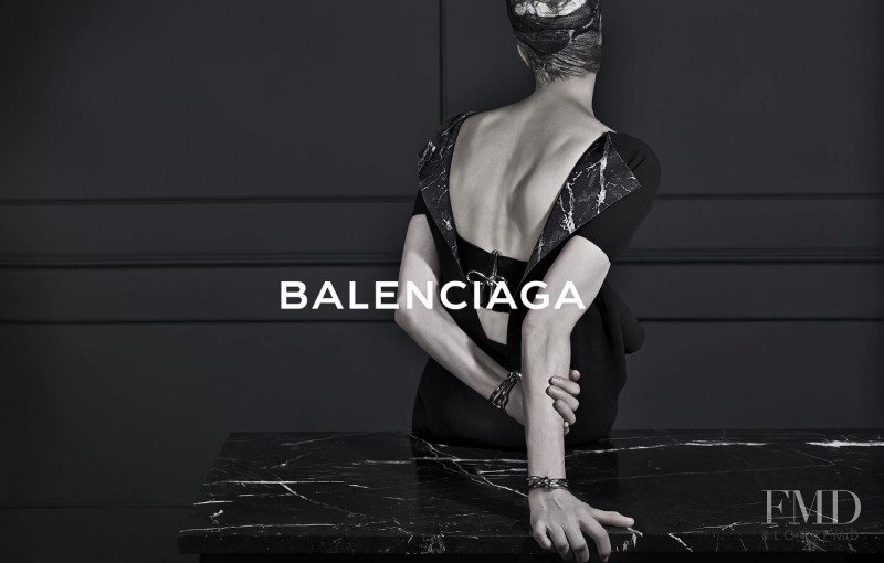 Kristen McMenamy featured in  the Balenciaga advertisement for Autumn/Winter 2013