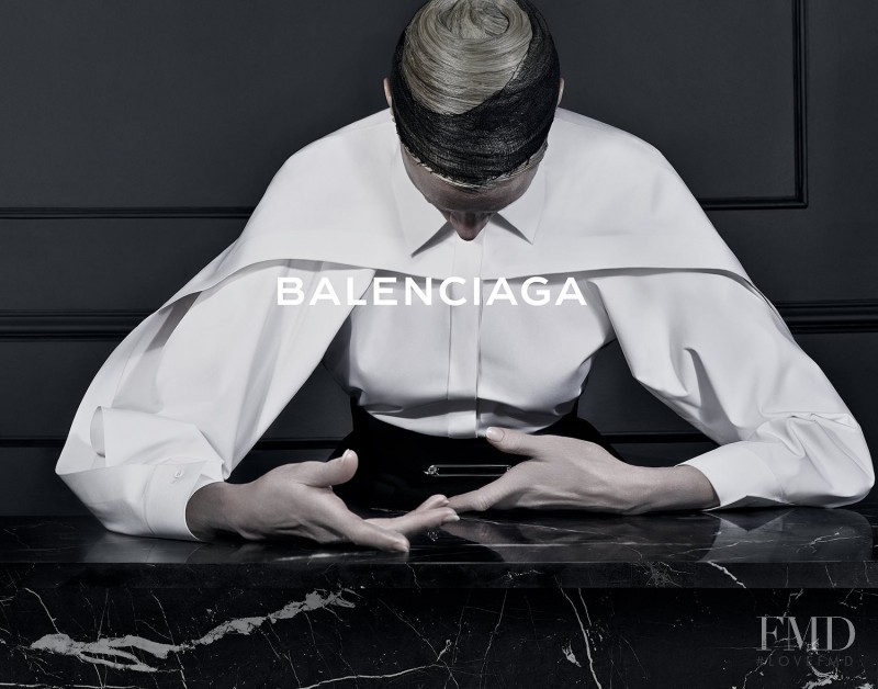 Kristen McMenamy featured in  the Balenciaga advertisement for Autumn/Winter 2013