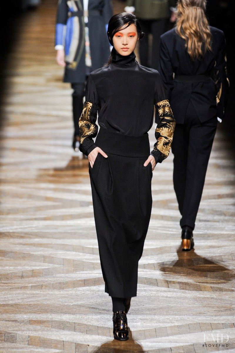 Tian Yi featured in  the Dries van Noten fashion show for Autumn/Winter 2012