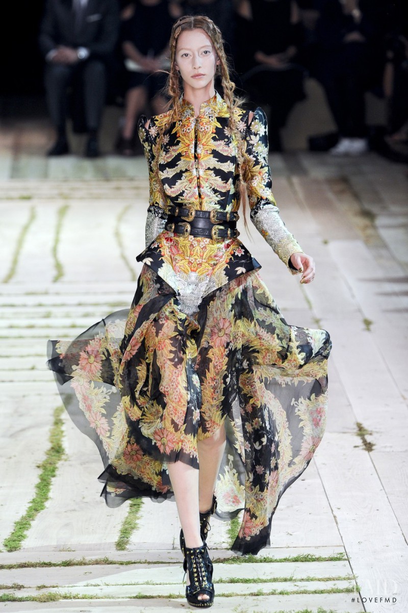 Alana Zimmer featured in  the Alexander McQueen fashion show for Spring/Summer 2011