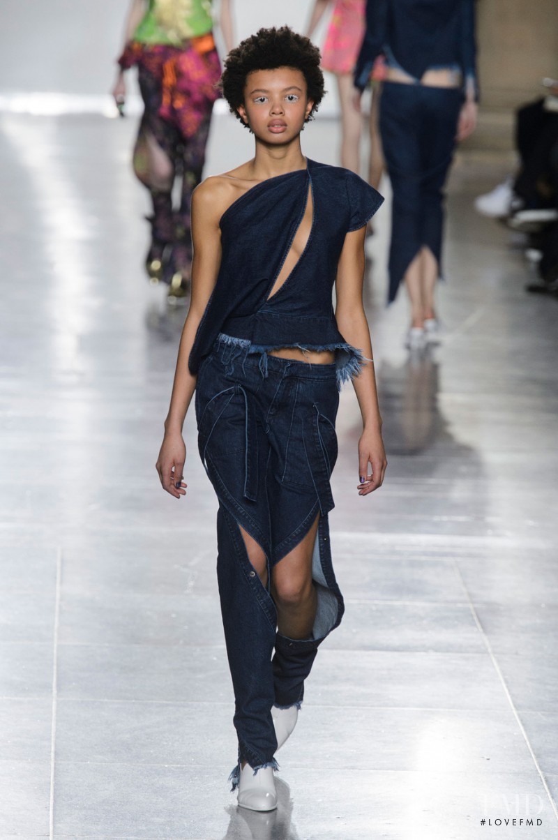 Poppy Okotcha featured in  the Marques\'Almeida fashion show for Autumn/Winter 2015