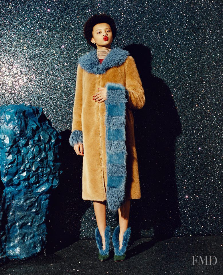 Poppy Okotcha featured in  the Shrimps lookbook for Autumn/Winter 2015