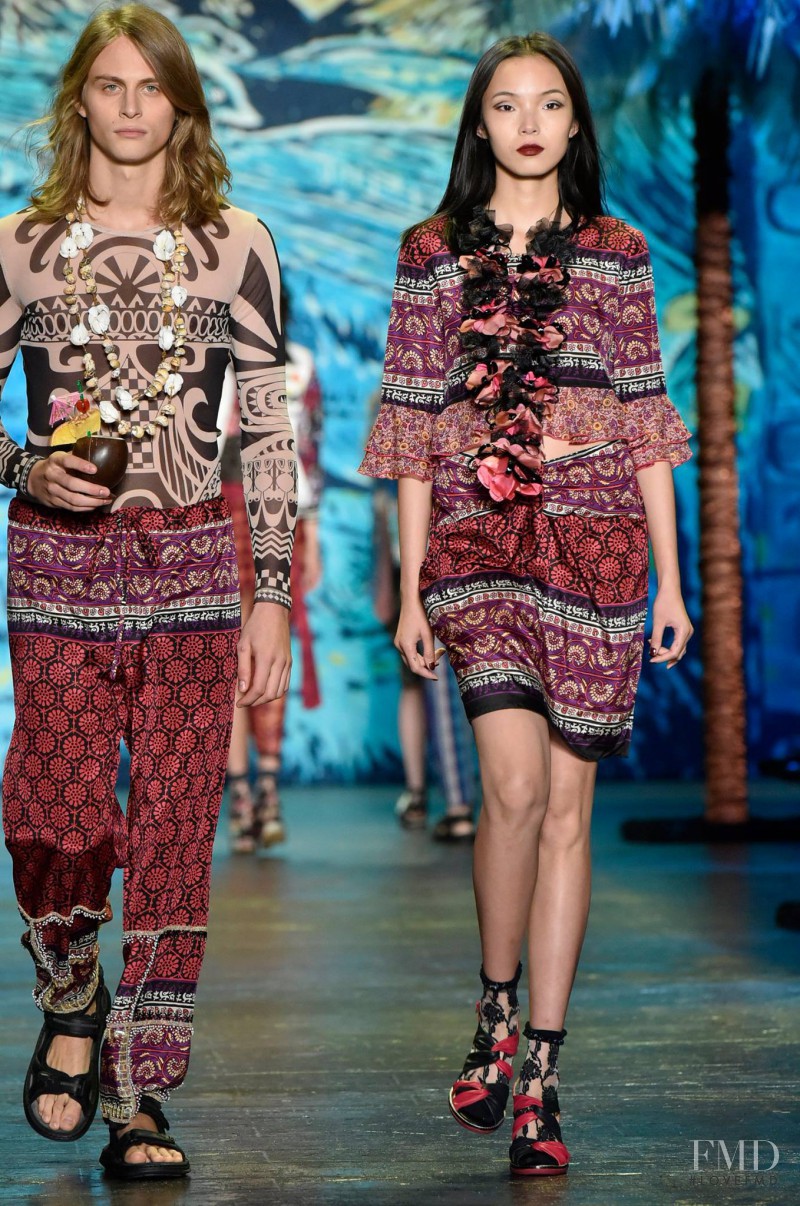 Xiao Wen Ju featured in  the Anna Sui fashion show for Spring/Summer 2016