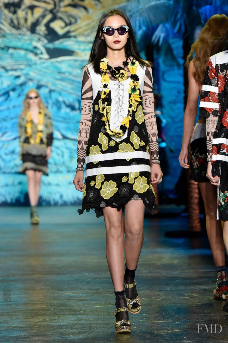Xiao Wen Ju featured in  the Anna Sui fashion show for Spring/Summer 2016