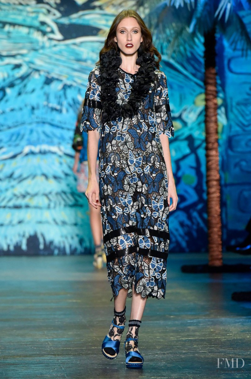 Anna Cleveland featured in  the Anna Sui fashion show for Spring/Summer 2016