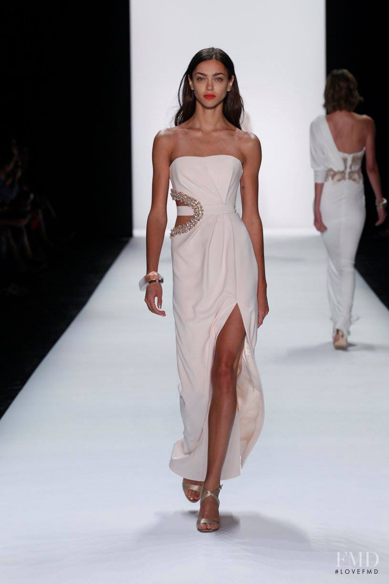 Zhenya Katava featured in  the Badgley Mischka fashion show for Spring/Summer 2016