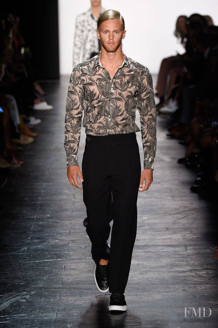 Clark Bockelman featured in  the Carmen Marc Valvo fashion show for Spring/Summer 2016