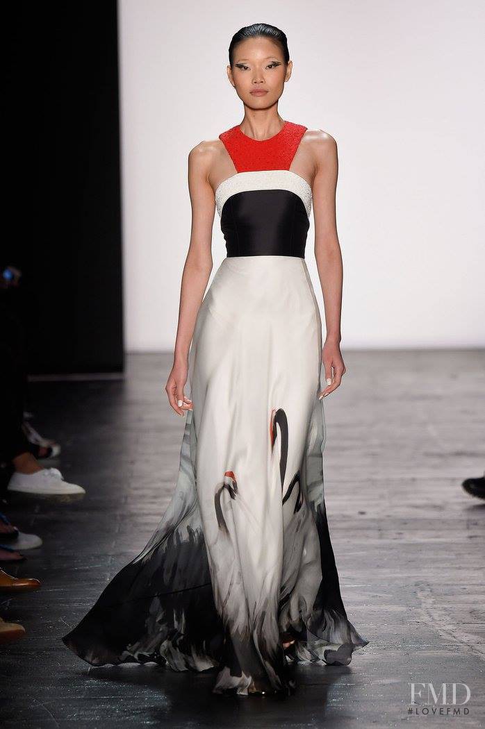 Chen Lin featured in  the Carmen Marc Valvo fashion show for Spring/Summer 2016