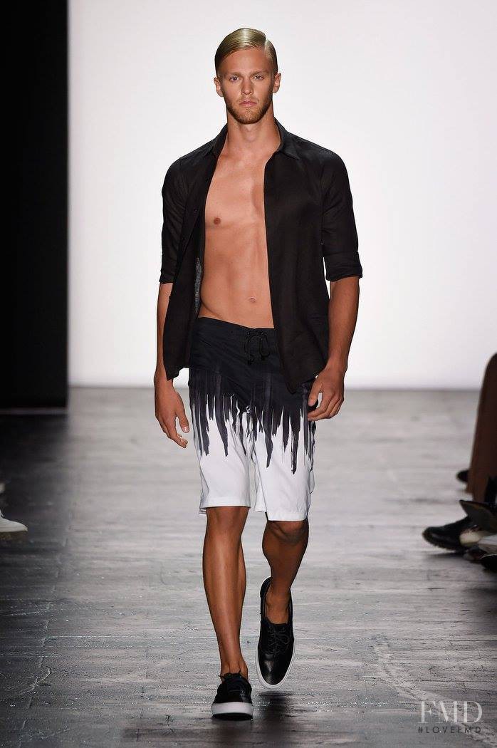 Clark Bockelman featured in  the Carmen Marc Valvo fashion show for Spring/Summer 2016