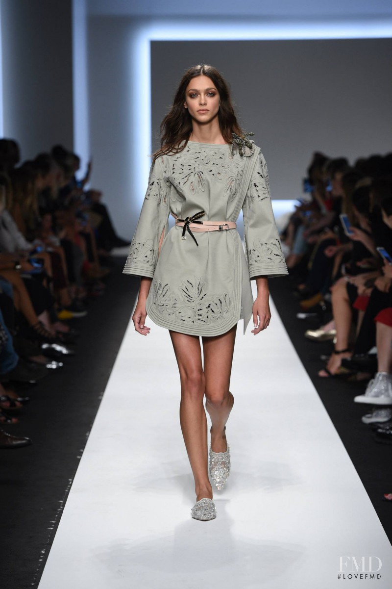 Zhenya Katava featured in  the Ermanno Scervino fashion show for Spring/Summer 2016