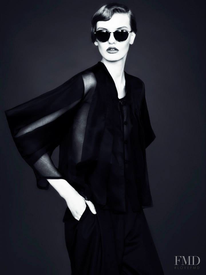 Yulia Musieichuk featured in  the Simon Ekrelius monochromatic lookbook for Autumn/Winter 2014