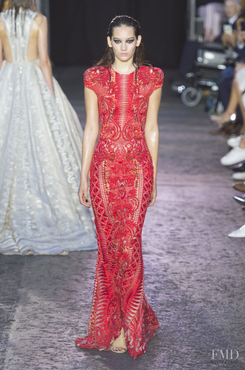 Mona Matsuoka featured in  the Julien Macdonald fashion show for Spring/Summer 2016