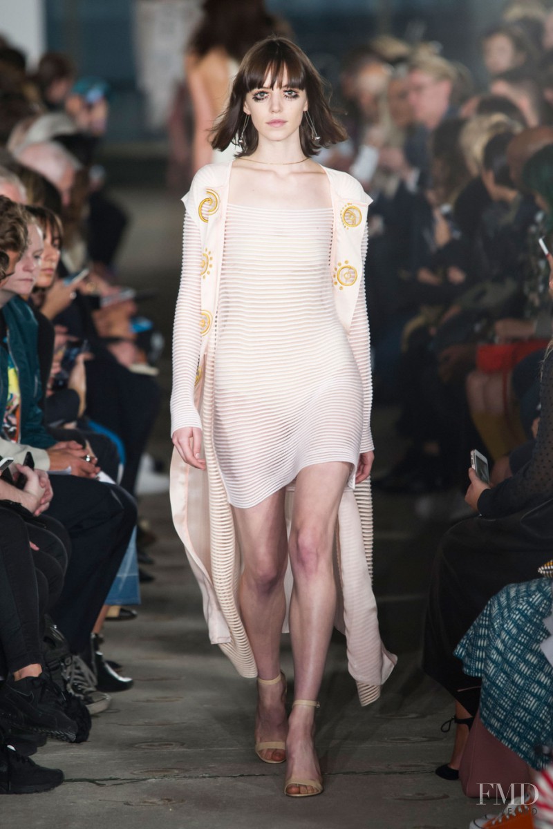 Corrie Lejuwaan featured in  the Thomas Tait fashion show for Spring/Summer 2016