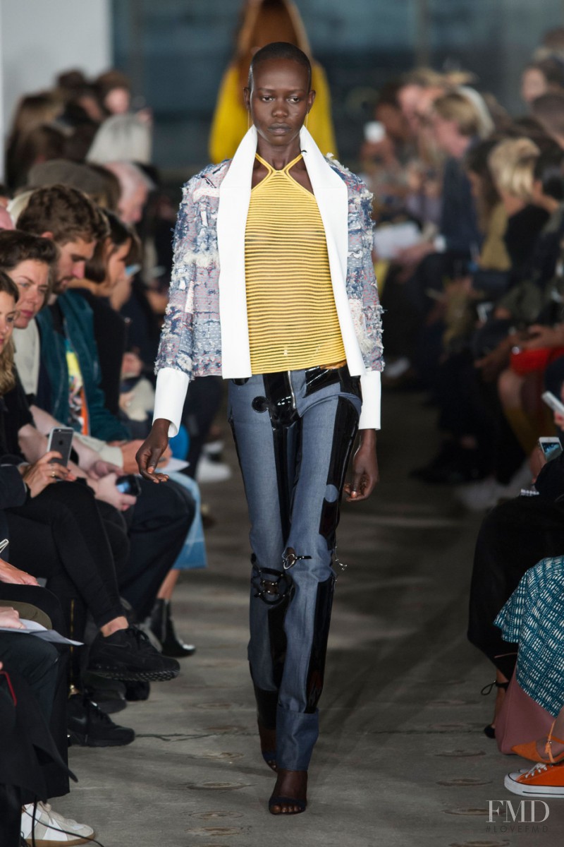 Mari Agory featured in  the Thomas Tait fashion show for Spring/Summer 2016
