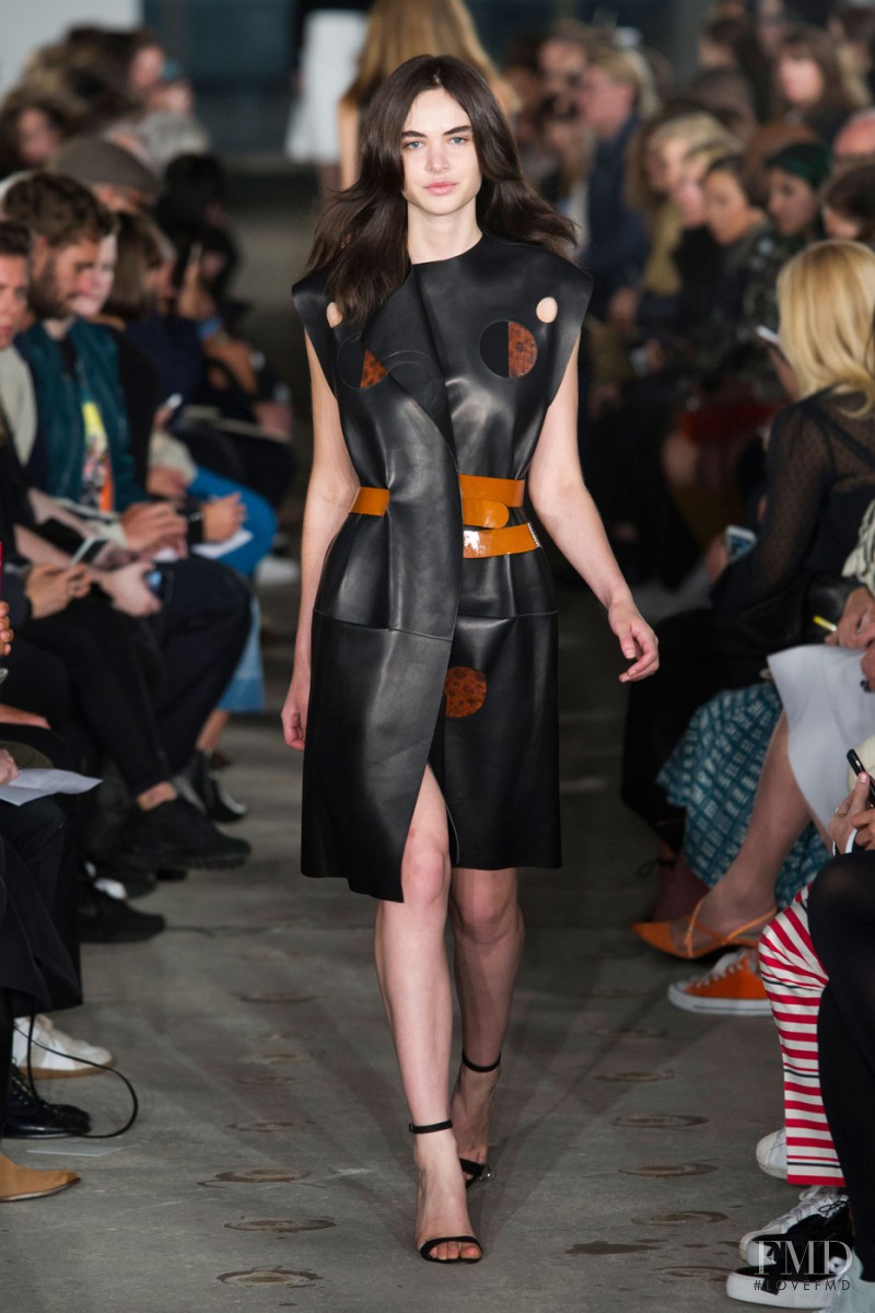 Misha Hart featured in  the Thomas Tait fashion show for Spring/Summer 2016