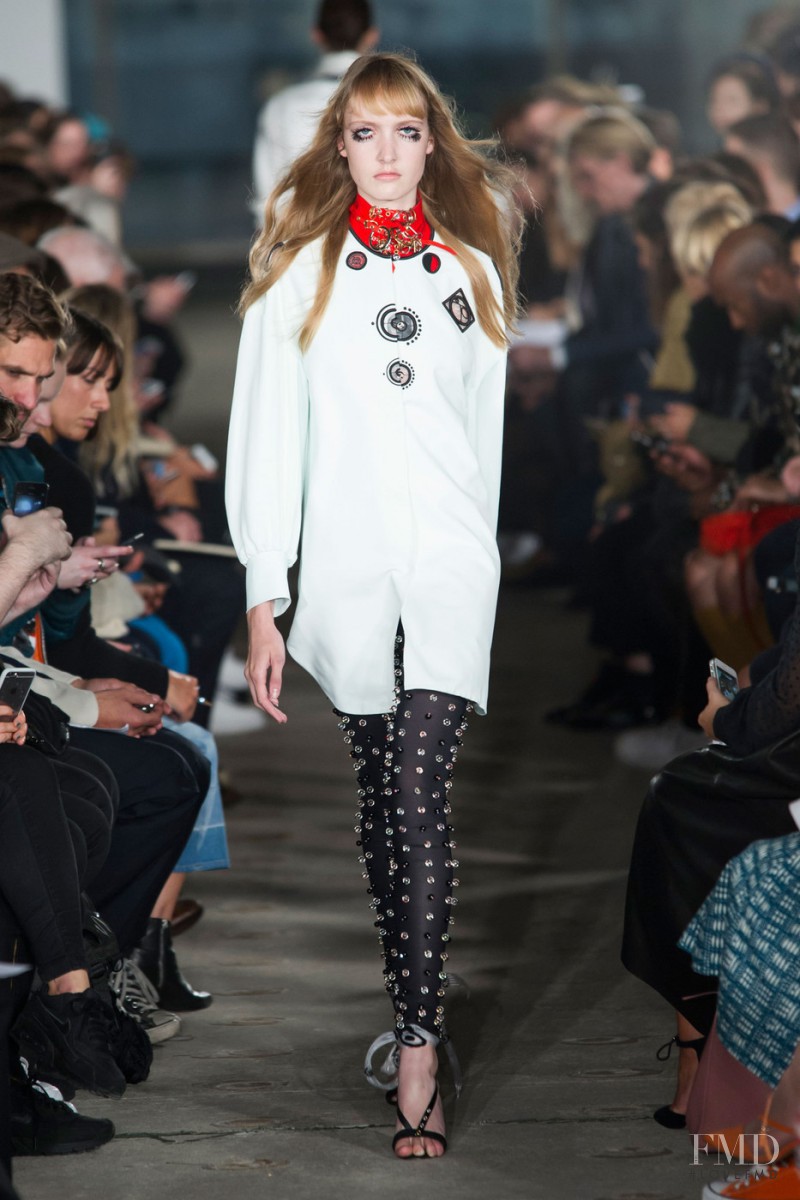 Eva Kaper featured in  the Thomas Tait fashion show for Spring/Summer 2016