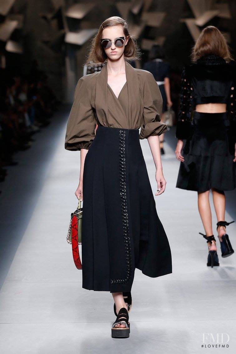 Liza Ostanina featured in  the Fendi fashion show for Spring/Summer 2016
