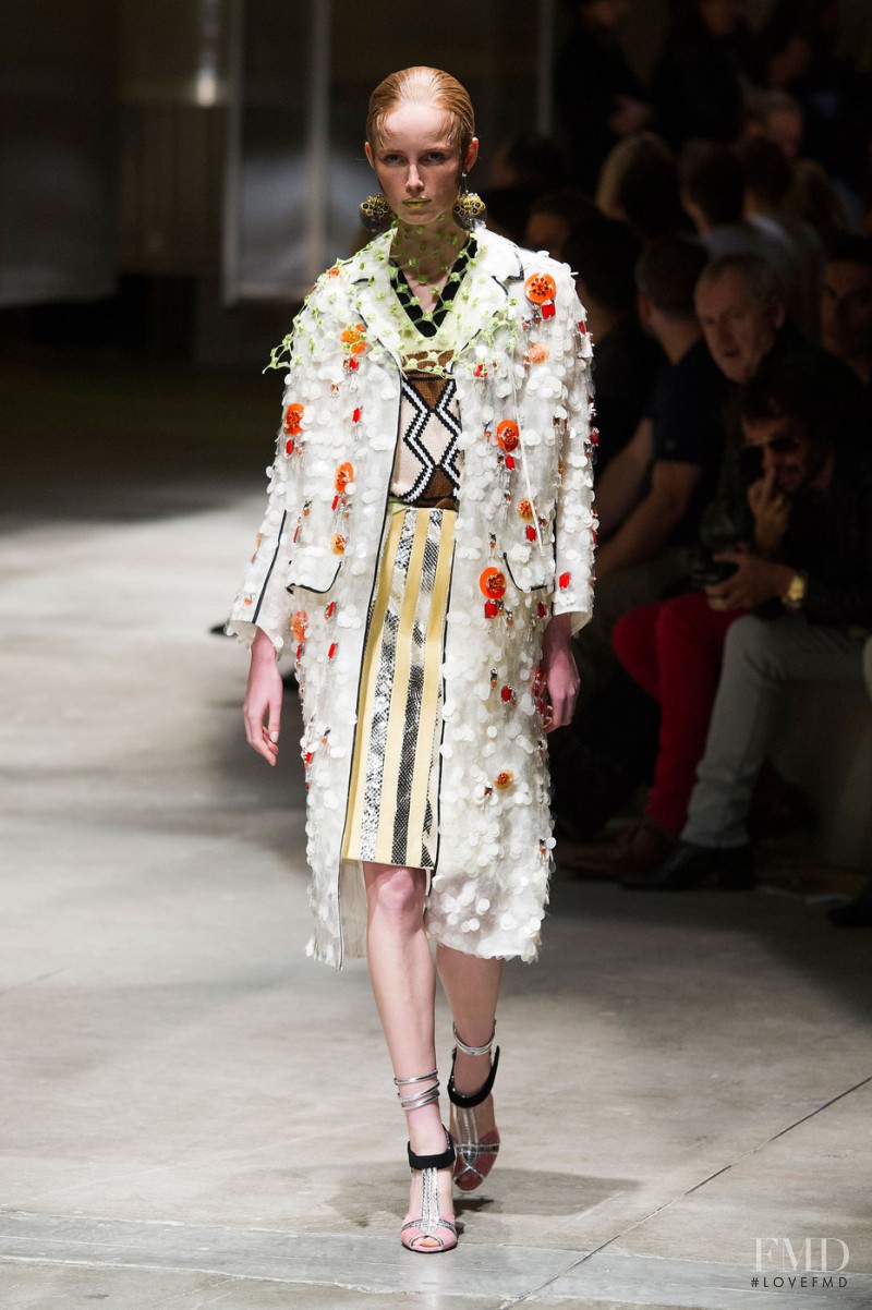 Rianne Van Rompaey featured in  the Prada fashion show for Spring/Summer 2016