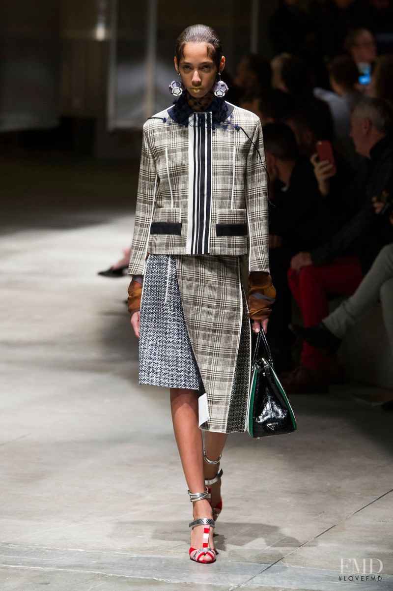 Yasmin Wijnaldum featured in  the Prada fashion show for Spring/Summer 2016