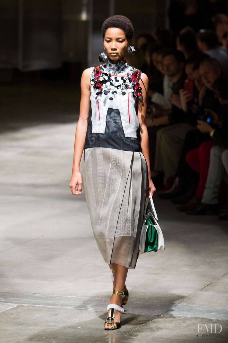 Lineisy Montero featured in  the Prada fashion show for Spring/Summer 2016