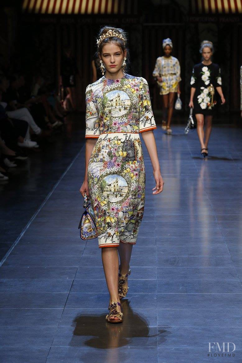 Inga Dezhina featured in  the Dolce & Gabbana fashion show for Spring/Summer 2016