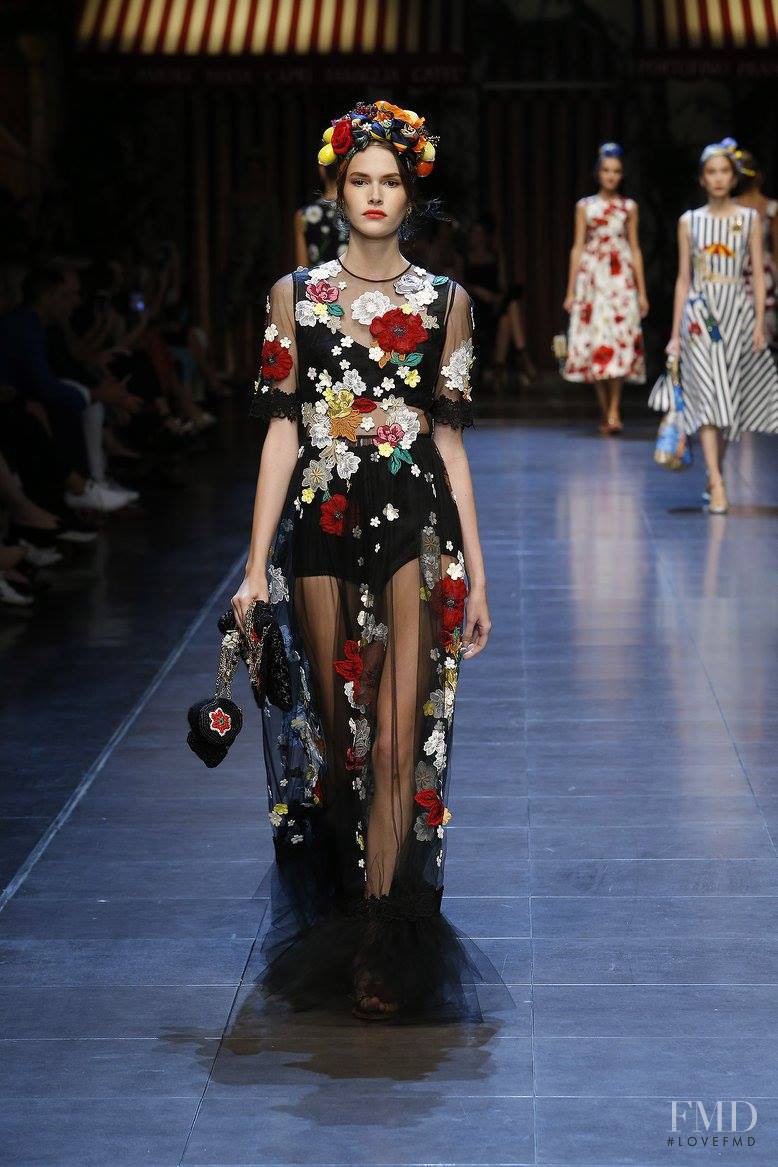 Vanessa Moody featured in  the Dolce & Gabbana fashion show for Spring/Summer 2016