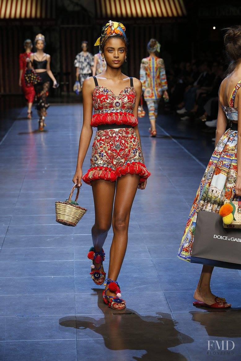 Alécia Morais featured in  the Dolce & Gabbana fashion show for Spring/Summer 2016