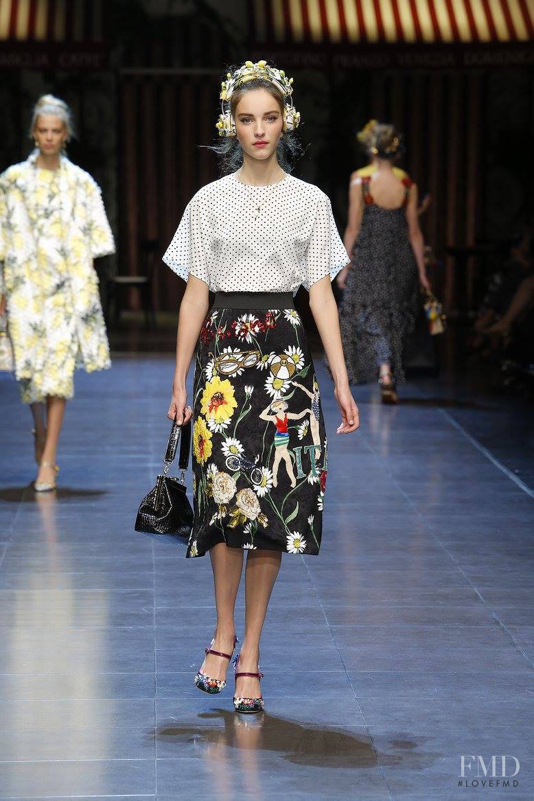 Clémentine Deraedt featured in  the Dolce & Gabbana fashion show for Spring/Summer 2016