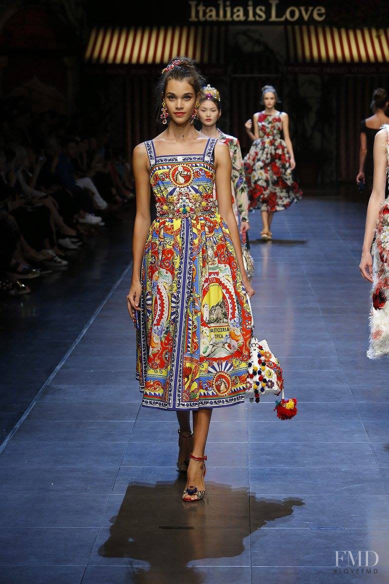 Pauline Hoarau featured in  the Dolce & Gabbana fashion show for Spring/Summer 2016