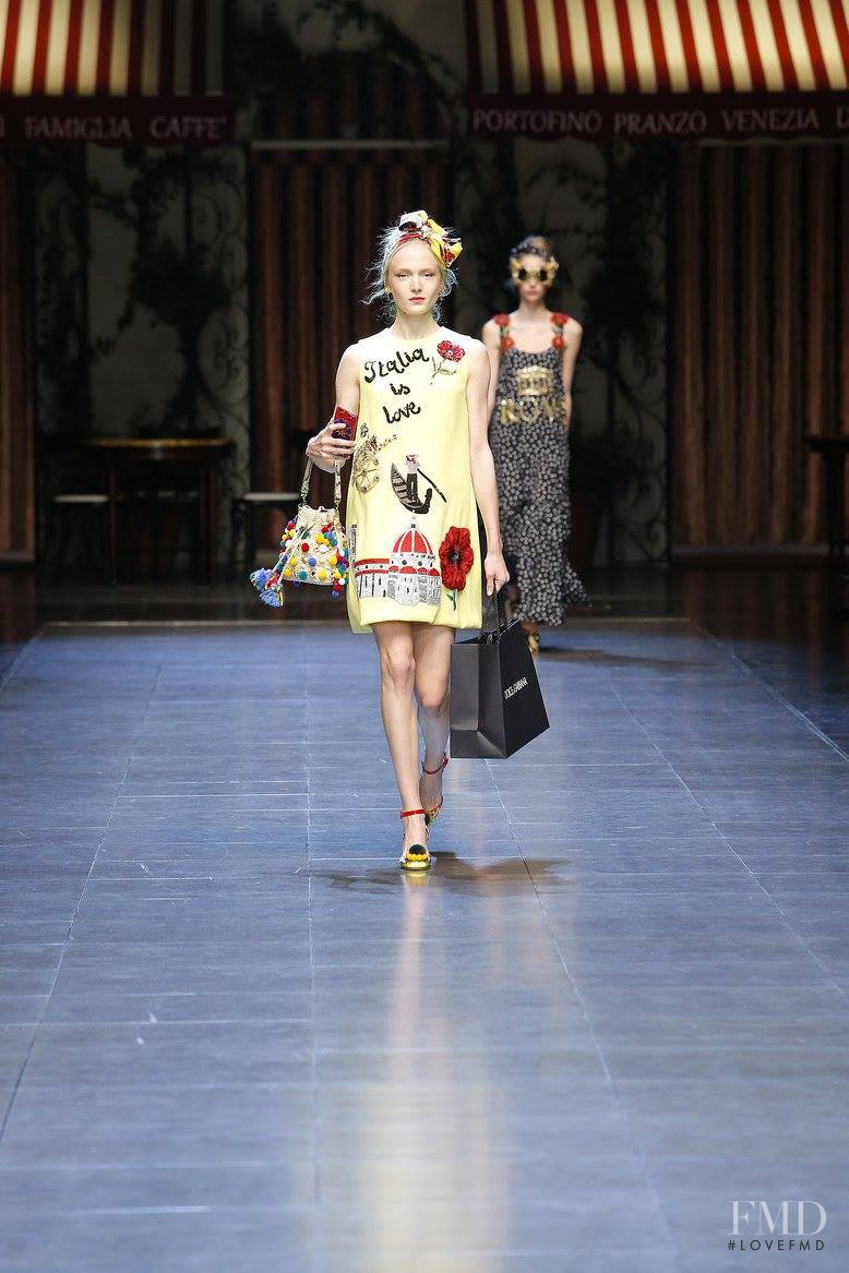 Maja Salamon featured in  the Dolce & Gabbana fashion show for Spring/Summer 2016