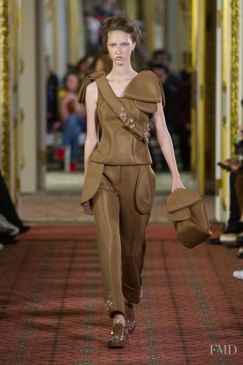 Liza Ostanina featured in  the Simone Rocha fashion show for Spring/Summer 2016