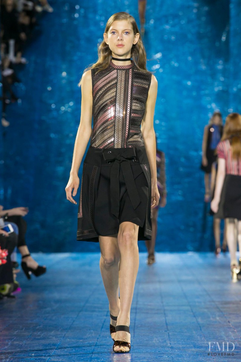 Ally Ertel featured in  the Mary Katrantzou fashion show for Spring/Summer 2016
