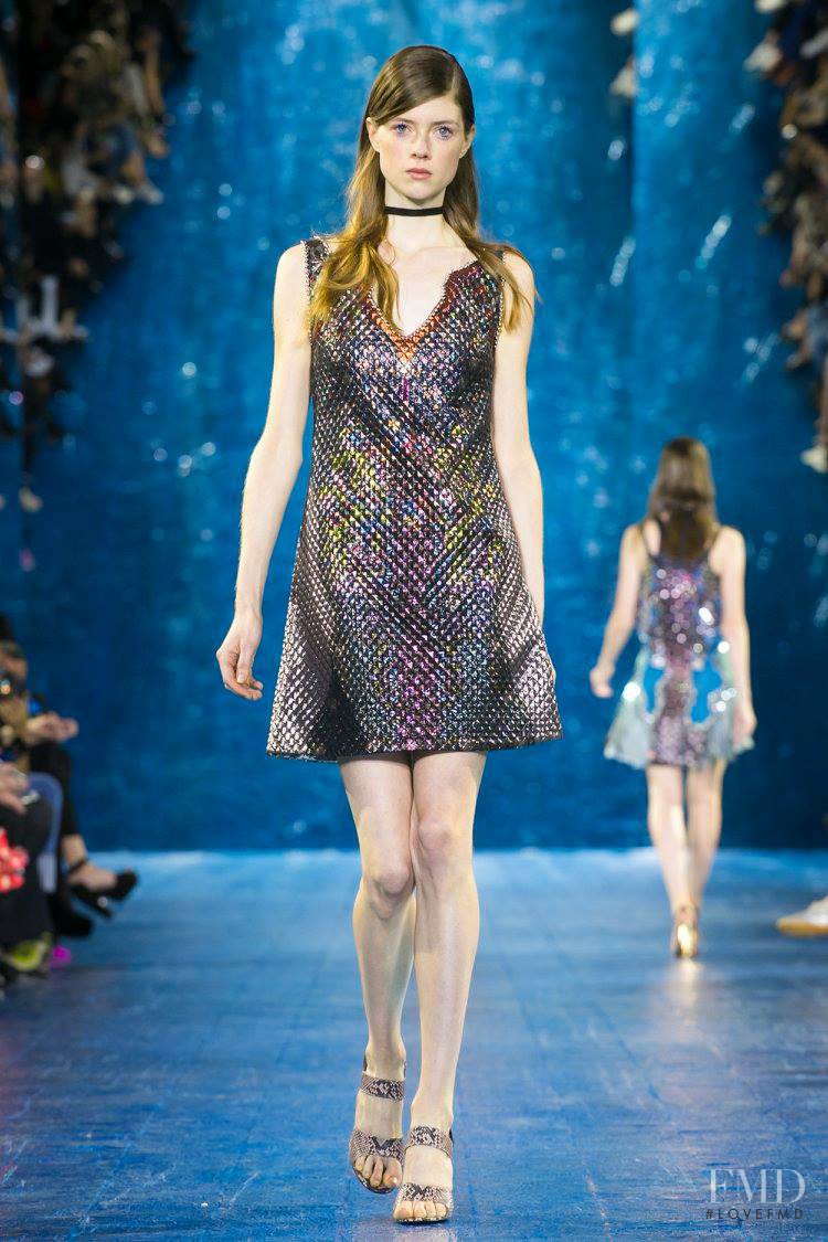 Jessica Burley featured in  the Mary Katrantzou fashion show for Spring/Summer 2016