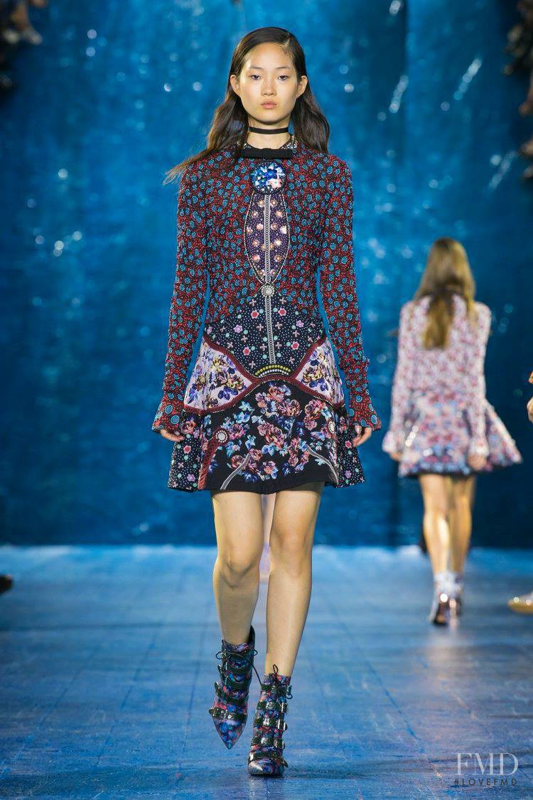 Hyun Ji Shin featured in  the Mary Katrantzou fashion show for Spring/Summer 2016